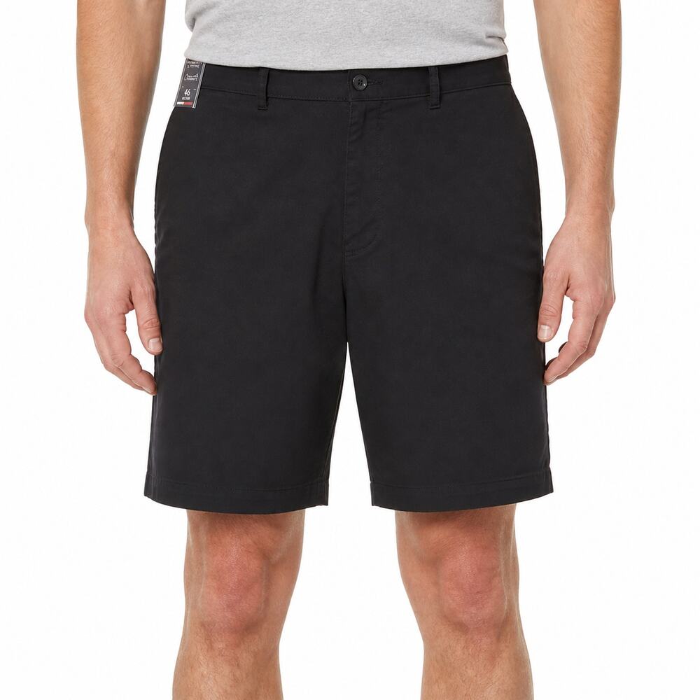 NEW Roundtree & Yorke Shorts Mens 46 Black Classic Fit Flat Front Stretch Casual